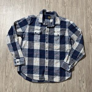 Obey Navy, White & Gray Plaid Casual Button-Down Shirt Size L